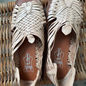 Tan Leather Woven Men’s Huaraches Made In Mexico